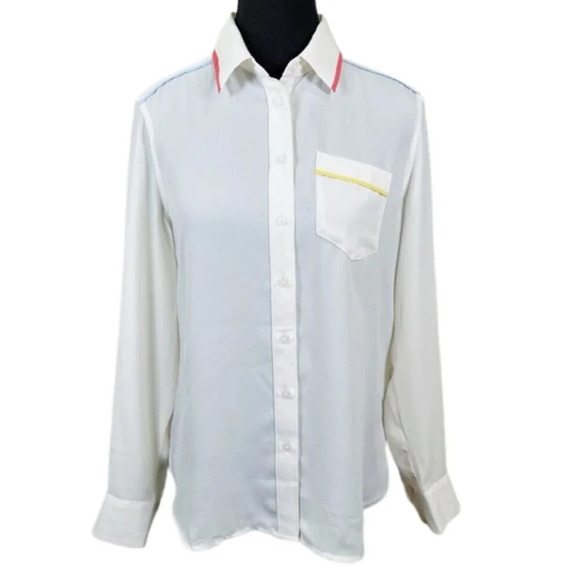 Banana Republic Tops - Banana Republic Womens Size Xsmall Color Accents Button Up Blouse Ivory Color